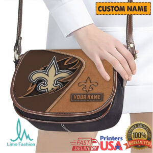 Personalized New Orleans Saints NFL Custom Name Saddle Crossbody Bag