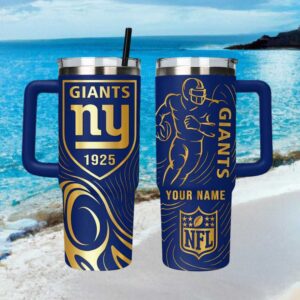 Personalized New York Giants NFL Laser Engraved 40oz Tumbler with Handle