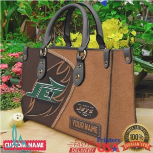 Personalized New York Jets NFL Leather Tote Bag Custom Name