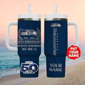 Personalized Seattle Seahawks 50th Anniversary (1976 2026) Fan Tumbler