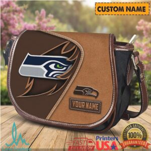 Personalized Seattle Seahawks Custom Name Leather Saddle Bag