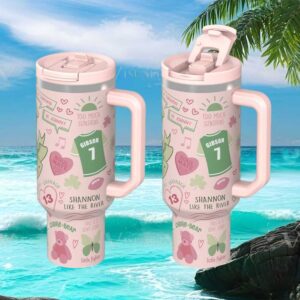 Personalized Shannon “Like The River” Pink Aesthetic Insulated Cup with Handle