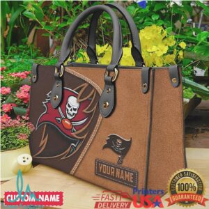 Personalized Tampa Bay Buccaneers NFL Custom Name Leather Tote Handbag