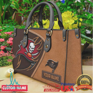 Personalized Tampa Bay Buccaneers NFL Custom Name Leather Tote Handbag