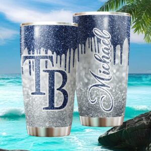 Personalized Tampa Bay Rays MLB Glitter Drip Custom Name Tumbler