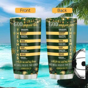 Personalized The Smiths Family Faith Tumbler Joshua 24h15 Greenery Gift