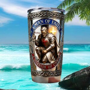 Personalized Warrior of Christ Knight Tumbler Custom Name Religious Gift