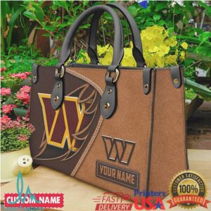 Personalized Washington Commanders NFL Leather Tote Bag Custom Name