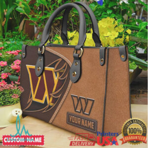 Personalized Washington Commanders NFL Leather Tote Bag Custom Name