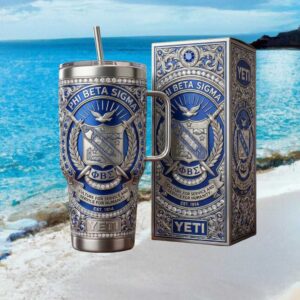 Phi Beta Sigma Fraternity Blue & Silver Ornamental 3D Tumbler Set