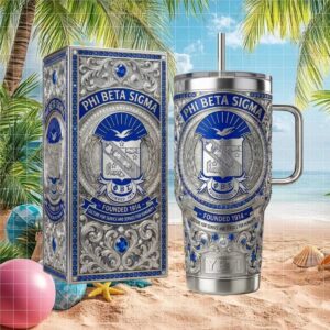 Phi Beta Sigma Fraternity Royal Blue & Silver Jeweled 1914 Founders Tumbler