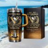 Spooky Holiday Spirit Red Christmas Tumbler with Gold Gothic Graphics Spooky Holiday Spirit Red Christmas Tumbler with Gold Gothic Graphics