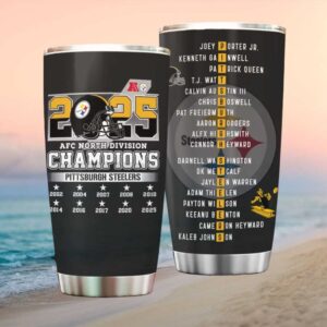 Pittsburgh STumblerlers 2025 AFC North Division Champions Roster Tumbler