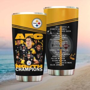 Pittsburgh STumblerlers AFC North Champions Aaron Rodgers & Team Players Graphic Stainless STumblerl Tumbler