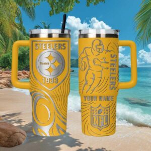 Pittsburgh Steelers Est. 1933 Silver & Gold Personalized NFL 40oz Tumbler