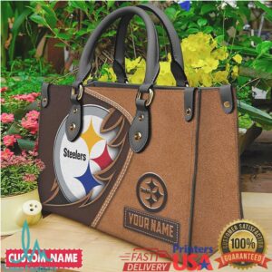 Pittsburgh Steelers Personalized Leather Tote Custom Name NFL Fan Gear