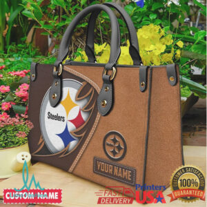 Pittsburgh Steelers Personalized Leather Tote Custom Name NFL Fan Gear