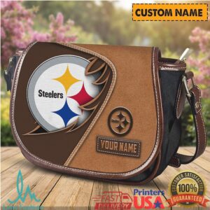 Pittsburgh Steelers Personalized Name & Team Logo Saddle Shoulder Bag