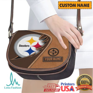 Pittsburgh Steelers Personalized Name & Team Logo Saddle Shoulder Bag