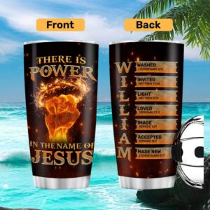 Power In The Name Of Jesus Fiery Crown Tumbler Custom Name Warrior Gift