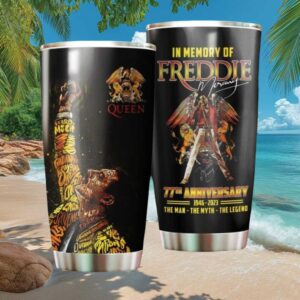 Queen Band Freddie Mercury Lyric Typography & Royal Crest Collector's Tumbler