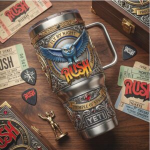 RUSH Band 50th Anniversary “Fly By Night” 3D Progressive Rock Legacy Tumbler
