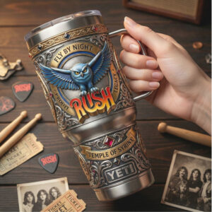 RUSH Band 50th Anniversary “Fly By Night” 3D Progressive Rock Legacy Tumbler