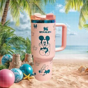 Retro Mickey and Minnie Mouse Pink Tumbler Design