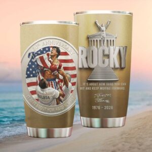 Rocky Balboa 50th Anniversary Gold Edition American Flag Victory Tumbler