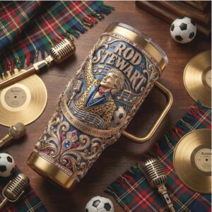 Rod Stewart Legend Edition 40oz Tumbler Forever Young Musical Tribute Gold & Blue