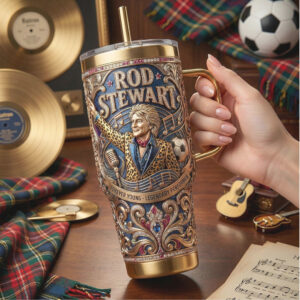 Rod Stewart Legend Edition 40oz Tumbler Forever Young Musical Tribute Gold & Blue