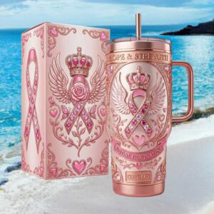 Rose Gold Breast Cancer Awareness No One Fights Alone Courage Tumbler