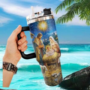 Sacred Nativity Scene Birth of Jesus Religious Christmas 40oz Tumbler