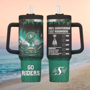 Saskatchewan Roughriders Grey TumblerChampions 40oz Insulated Tumbler with Handle