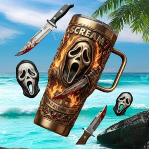 Scream 7 “Burn It All Down” 2026 Ghostface 3D Horror Movie Tumbler