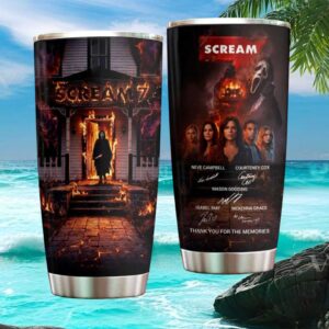 Scream 7 Burning Woodsboro House Ghostface Cast Autograph Tumbler