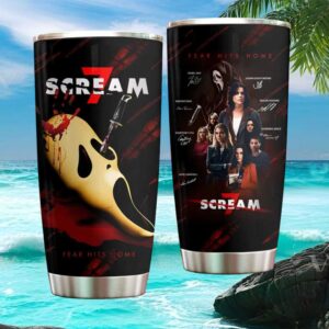 Scream 7 “Fear Hits Home” Cast Graphic 20oz Tapered Tumbler