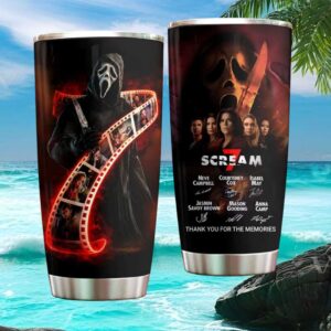 Scream 7 Film Strip Ghostface Memories & Cast Signature Tumbler