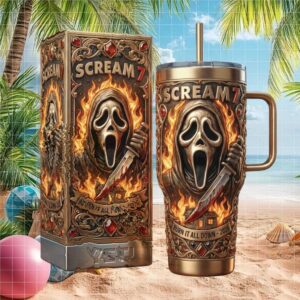 Scream 7 Ghostface Burn It All Down Horror 40oz Tumbler