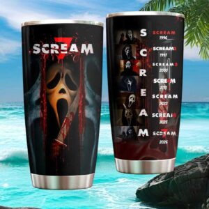 Scream 7 Horror Movie Franchise History 20oz Stainless Steel Tumbler