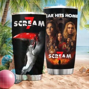 Scream 7 Movie “Fear Hits Home” Horror Character Collage Tumbler