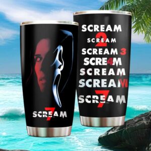 Scream 7 Sidney Prescott & Ghostface Half Face Horror Tumbler
