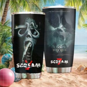 Scream 7 “The Legacy Ends” Ghostface Mask Rain Design 20oz Tumbler