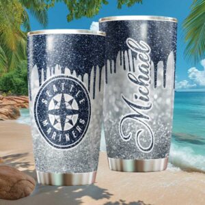 Seattle Mariners Personalized Glitter Drip Tumbler Custom Name