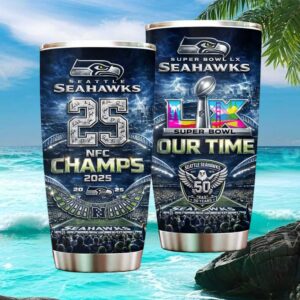Seattle Seahawks 2025 NFC Champions “Our Time” 50th Anniversary Stadium Tumbler