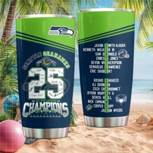 Seattle Seahawks 2025 NFC West Champions Signed Player Roster Commemorative Tumbler