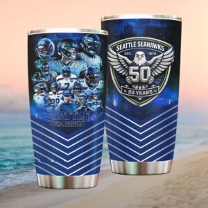 Seattle Seahawks 50 Years Anniversary Tumbler Est 1976 Team Player Collage