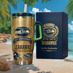 Seattle Seahawks 50th Anniversary Special Edition Gold Insulated Tumbler