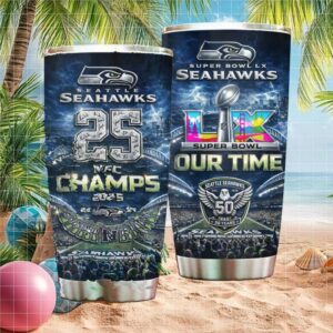 Seattle Seahawks NFC Champs 2025 Super Bowl LX Our Time 20oz Tumbler