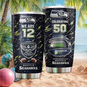 Seattle Seahawks Starry Night 50 Years Anniversary 20oz Stainless Steel Tumbler